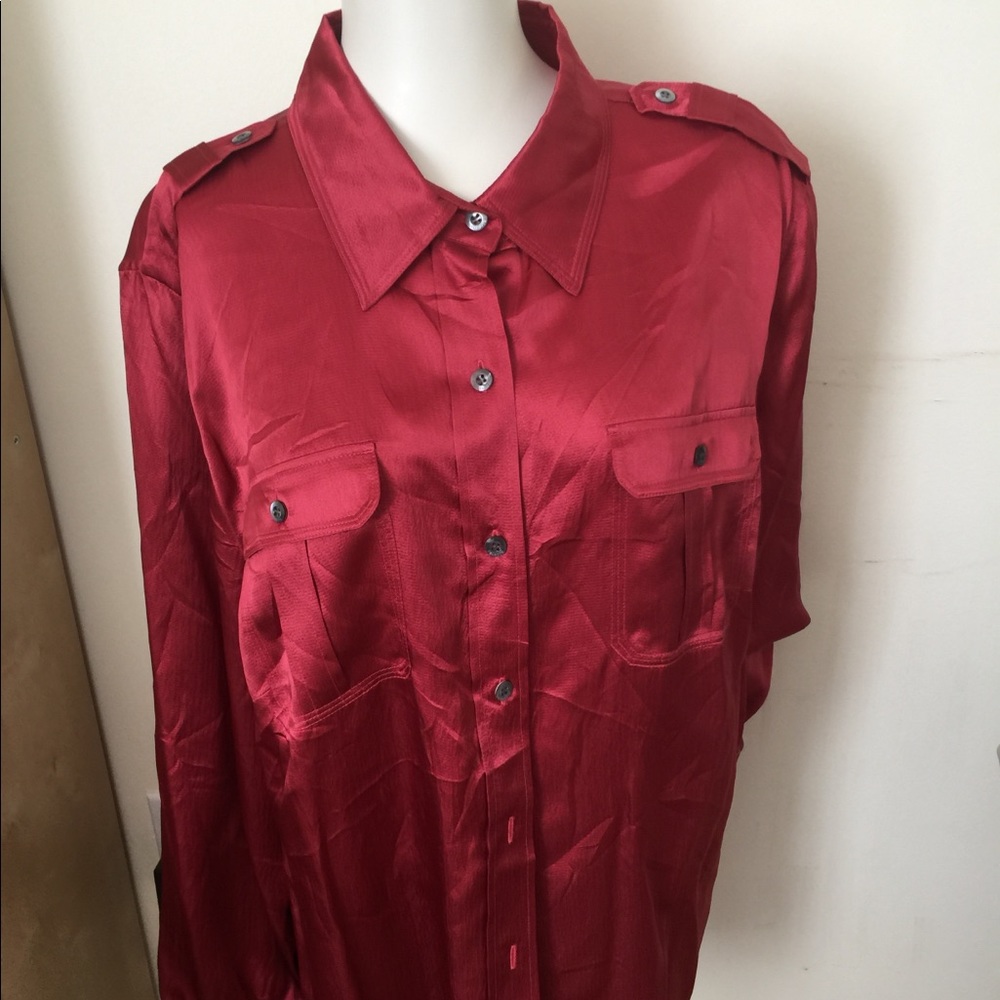 TALBOTS women's Blouse.top 100% silk Red SIZE 16W